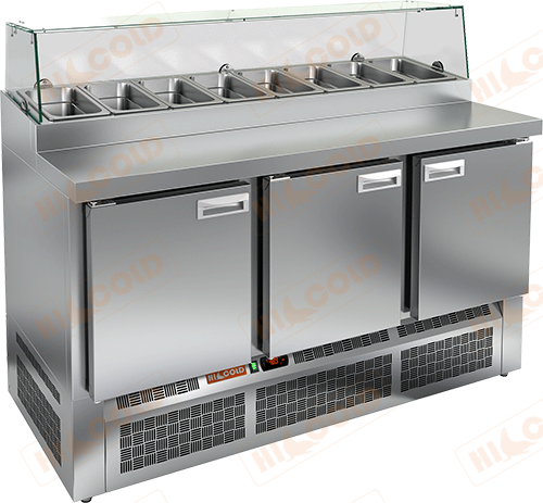 Стол охлаждаемый для пиццы  HICOLD  PZE2-111/GN стекло