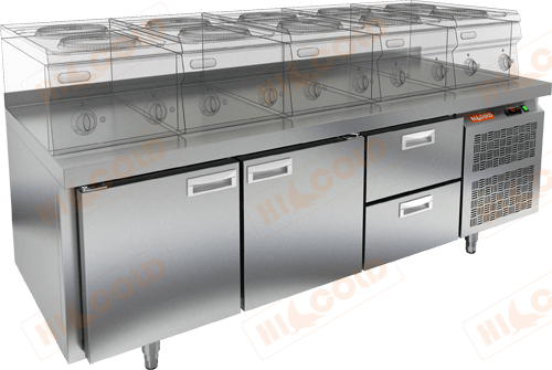 Стол охлаждаемый под тепловое оборудование  HICOLD  GN 112/TN LT